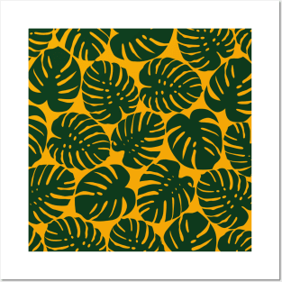 Monstera Leaf Pattern Posters and Art